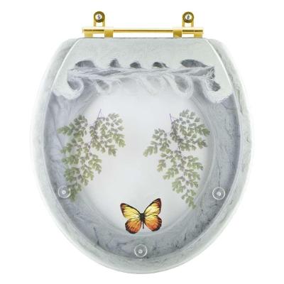 Assento Sanitário Borboleta Amarela Oval Resina Plástica Parafusado Convencional Verde Água Pontto