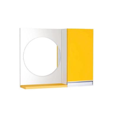 Armário para Banheiro com Espelho Redondo 2 Prateleiras MDP 58CM Amarelo