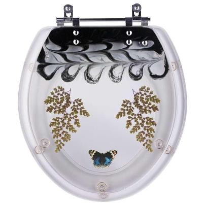 Assento Sanitário Avenca Borboleta Oval Resina Plástica Convencional Alumínio Anodizado Preto Pontto