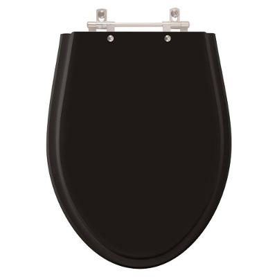 Assento Sanitário Alpinia Alongado Resina Plástica Parafusado Preto Pontto Lavabo