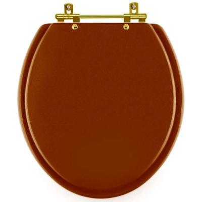 Assento Sanitário Convencional Oval MDF Fechamento Convencional Almofadado Caramelo Pontto Lavabo