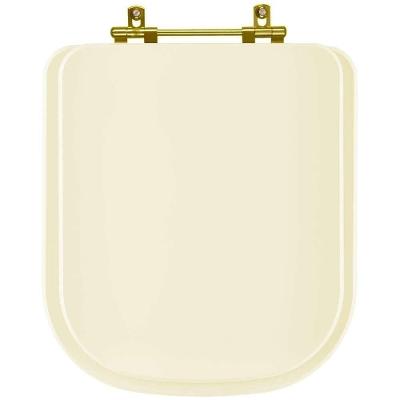 Assento Sanitário Axis Alongado MDF Convencional Creme com Ferragem Dourada Pontto Lavabo