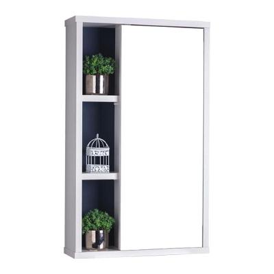 Armário para Banheiro Milano com Espelho Suspenso 42CM Branco e Azul Marinho MDP Mercado