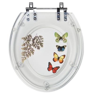 Assento Sanitário Convencional Oval Resina Plástica Parafusado com Decoração Transparente Pontto