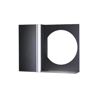 Armário para Banheiro Barra Vertical com Espelho Redondo MDP 58CM Preto Pontto Lavabo