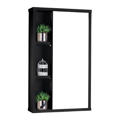 Armário para Banheiro Milano com Espelho 1 Porta MDP 42CM Preto Pontto Lavabo
