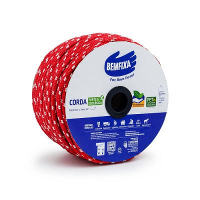 Corda 10MM Poliéster Vermelha com Resistência UV e Carga 740kgf Bemfixa 113M