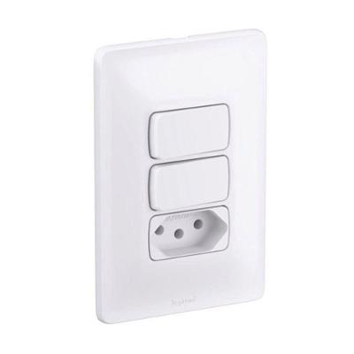 Conjunto de Interruptores e Tomadas 680113 com Borne Automático Branco Pial 2 Interruptores 10A 1