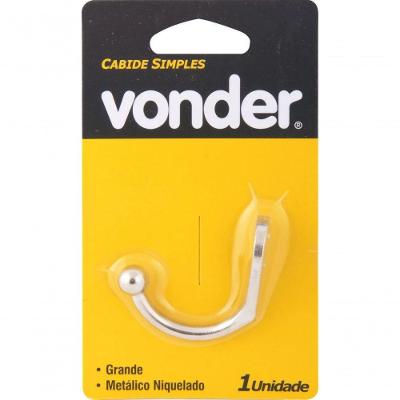 Cabide Simples Gancho Grande Metálico Niquelado Resistente à Oxidação Inox Vonder