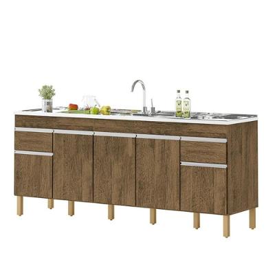 Balcão Natal 5 Portas 2 Gavetas MDP 196CM Castanho Milani Movelaria