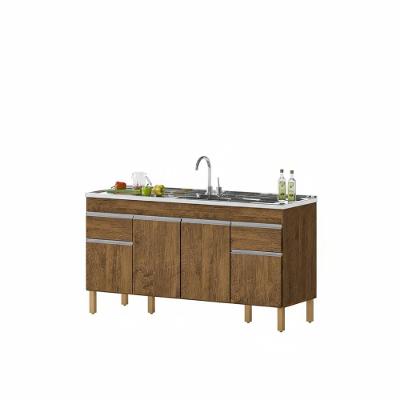 Balcão de Pia Natal 2 Portas MDF-MDP 150CM Castanho Milani Movelaria