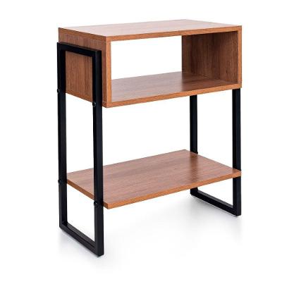 Mesa de Cabeceira Industrial MDP Mel Bemfixa 50CM 3 Prateleiras