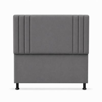 Cabeceira Estofada Isis Casal no Estrado MDF Veludo Cinza Milani Movelaria 195CM