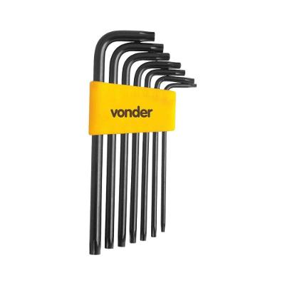 Jogo de Chaves Torx VTX5 7 Peças com Furo Guia Preto Vonder T10-T40