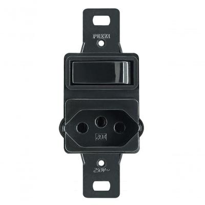 Conjunto Embutir para Condulete com Interruptor Paralelo e Tomada 2P+T 14.019-2 Bivolt Preto Pezzi