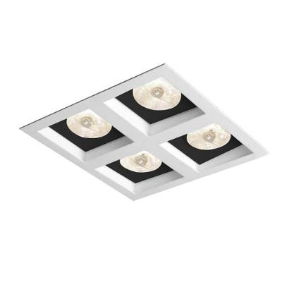 Spot Flat Embutido Recuado para 4 PAR20 Branco com Preto Bivolt