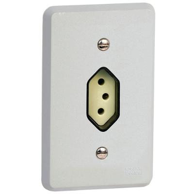 Tomada 2P+T 10A com Placa Silentoque 054343 Linha Silentoque Branco Bivolt Pial