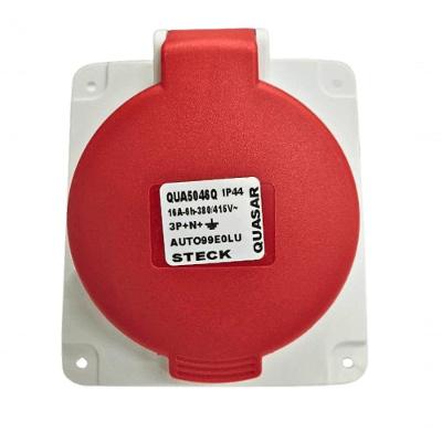 Tomada Industrial Inclinada Embutir 16A 3P+N+T IP44 6H Vermelho Steck QUA5046Q