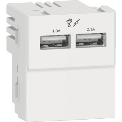 Módulo Tomada Carregador USB 2 Entradas 1A e 2.1A Decor Branco PRM047821 Schneider Electric