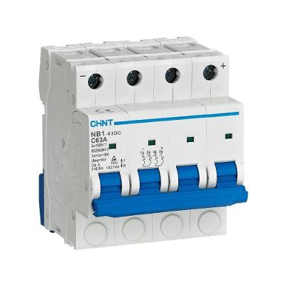 Disjuntor NB1-63DC Tetrapolar Curva C 40A para Corrente Contínua Chint 6KA