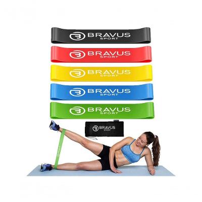 Faixa de Resistência Mini Bands 5 Níveis de Treino Preto Bravus com Sacola 5 Unidades