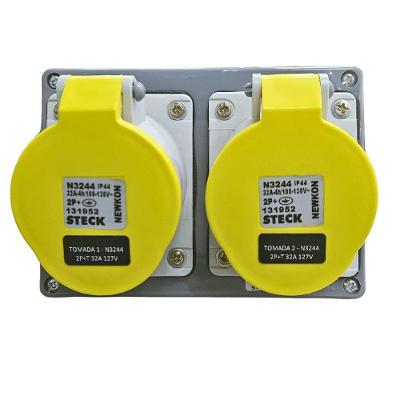 Quadro de Sobrepor S304133 com 2 Tomadas Industriais 32A 2P+T IP44 Inox Steck