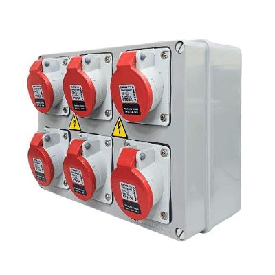Quadro de Sobrepor N4046 com 6 Tomadas 16A 3P+T 380-440V IP44 Inox Steck