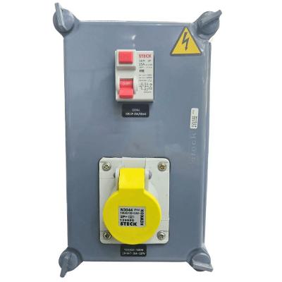 Quadro de Sobrepor com Tomada e IDR S310100DR IP40 Inox Steck 16A 2P+T 100-130V 25A-30mA