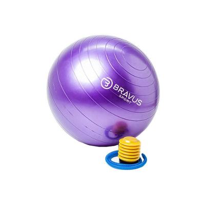 Bola de Pilates Ruby Anti Explosão com Bomba de Ar Roxo Bravus 65CM