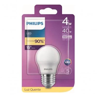 Lâmpada 929002037212 LED 4W 350LM 3000K E27 Bivolt Bolinha Amarelo Philips