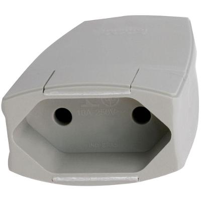 Pino Prolongador Fêmea 2P 10A 250V com Prensa Cabo Cinza 615823 Bivolt Pial