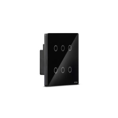 Interruptor Touch Wi-Fi Smarteck 6 Módulos com LED Azul Preto Steck Bivolt