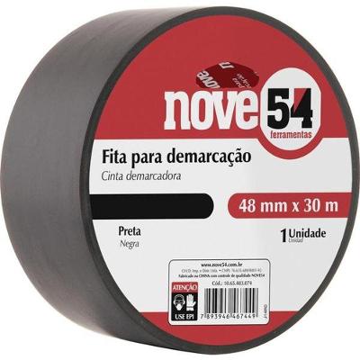 Fita Adesiva para Sinalização de Risco Preta Nove54 48MM X 30M