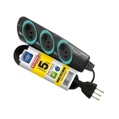 Extensão no Shock 45 Tomada 2P+T Cabo Paralelo Inclinada 45o Grafite Daneva 5M 3X0,75MM2 10A Bivolt