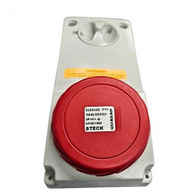 Tomada Industrial QUA5046B 3P+N+T 16A com Bloqueio Vermelho Steck 380-415V IP65