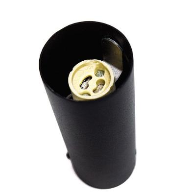 Plafon Sobrepor Tubo Redondo Pf210 para 1 Dicáico Gu10 Bivolt Preto 5CM