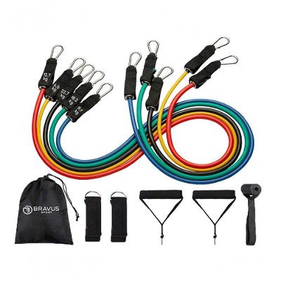 Kit Tubing Pro com Elástico Extensor 68kg e Acessórios Bravus com Alças e Tiras para Tornozelo