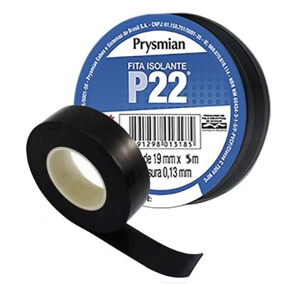 Fita Isolante P22 PVC Antichamas Auto Extinguivel Preta Prysmian 20M para Fios Eletricos