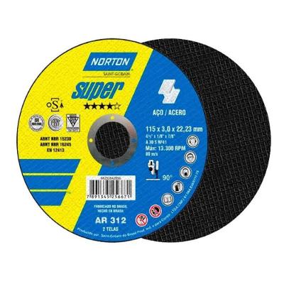Disco de Corte AR 312 para Aco Carbono Precisao Rapida Inox Norton 4.1-2X1-8X7-8