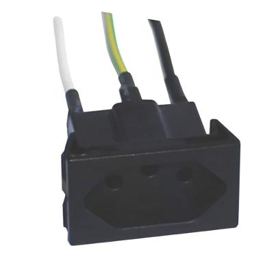Tomada S8629 20A 2P+T 250V NBR 14136 Bivolt com Cabo Preto Steck