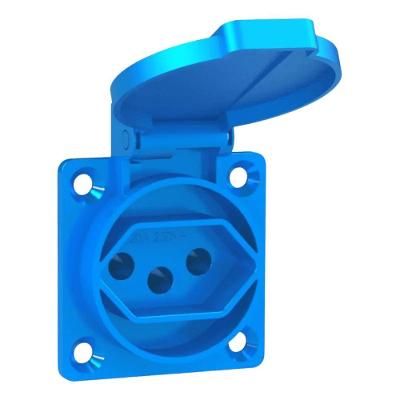 Tomada Industrial 7883041 Embutir 20A 2P+T IP44 com Tampa Azul Rohdina