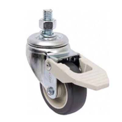 Rodízio Espiga Giratório SGREF210 com Freio PVC Inox 2" 30kg Rodiline