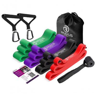 Acessório para Treino Mega Kit 4 Super Bands com 4 Níveis de Resistência Vermelho Bravus com Âncora