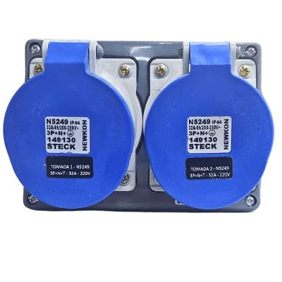 Quadro de Sobrepor com Tomadas Industriais S304137 32A 3P+T+N 200-250V IP44 Inox Steck