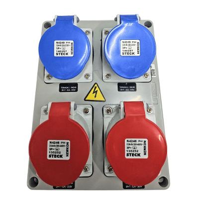 Quadro de Sobrepor com Tomadas Industriais S231121 IP44 Inox Steck 2 Tom. 32A 3P+T 200-250V N4249