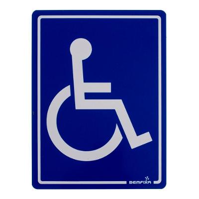 Placa de Sinalização Deficiente Físico com Material Resistente Branco Bemfixa 15X20 cm