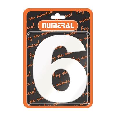 Placa Numero 6 Acm para Identificacao Bivolt Branco Numeral 6CM