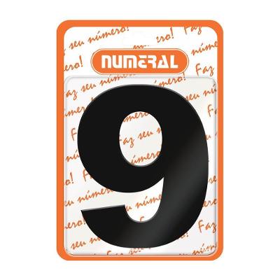 Placa ACM N graus  9 para Identificacao em Alumínio Preto Bivolt Decorativo Numeral