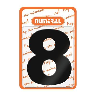 Placa Acm N graus  8 para Identificacao Residencial em Alumínio Preto Acabamento Liso Numeral