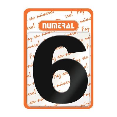 Placa Acm N graus  6 para Identificacao Residencial em Alumínio Preto Numeral